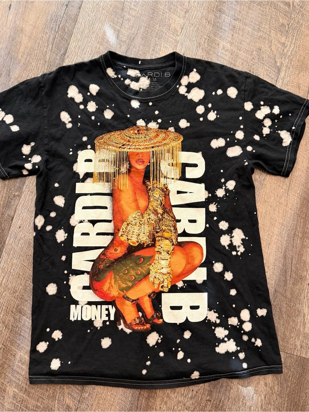 Rare Cardi B Money Shirt Small Medium Bleach Graphic